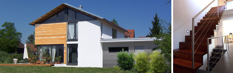 Ansicht Süd / Treppe – Neubau Einfamilienhaus in Steinebach