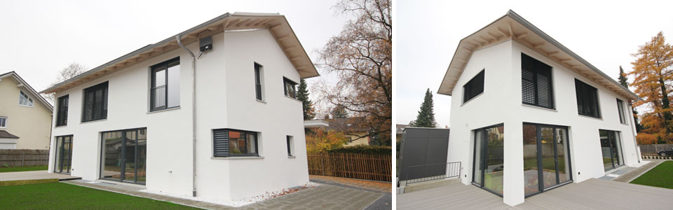 a1034 – Neubau Passivhaus in Ottobrunn: Fassadenansichten Südost und Südwest Fassadenansichten Südost und Südwest – Neubau Passivhaus in Ottobrunn