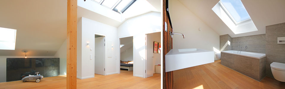 a1024 – Umnutzung Autowerkstatt zu Loft-Wohnung in Parsdorf: Dachgeschoss mit Diele und Bad Dachgeschoss mit Diele und Bad – Umnutzung Autowerkstatt zu Loft-Wohnung in Parsdorf