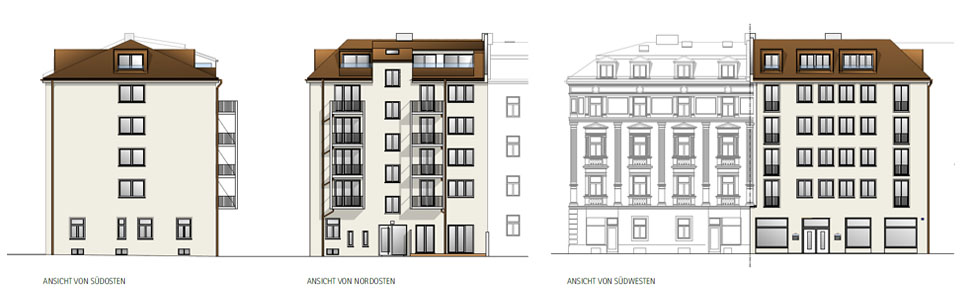 a1517 – Sanierung Mehrfamilienhaus im Münchner Schlachthofviertel: Planansichten Planansichten – Sanierung Mehrfamilienhaus im Münchner Schlachthofviertel