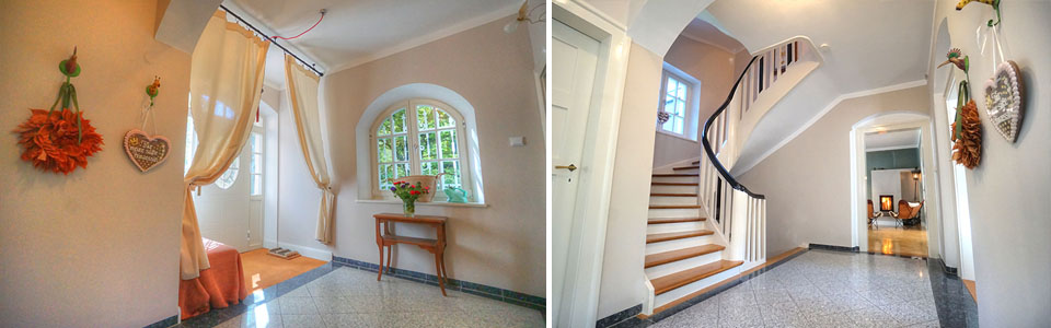 Eingangsbereich und Treppe – Umbau und Sanierung historische Doppelhaushälfte in München-Harlaching